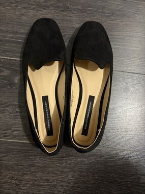 French Connection Black Faux Suede Slip-On Loafers
